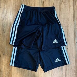 Youth Adidas Black Shorts with White Accents